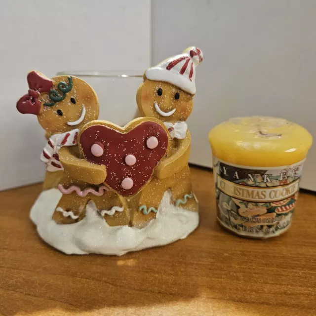 Yankee Candle Holiday Gingerbread Votive Holder w/ Christmas Cookie Candle Incl