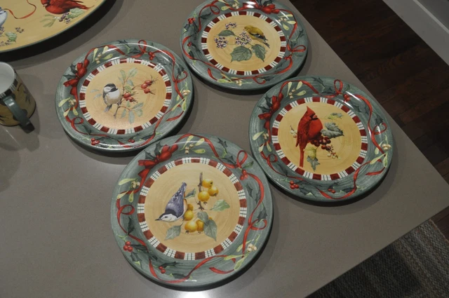 Lenox Winter Greetings Everyday Catherine McClung Set of 4 Dinner Plates 10.5"