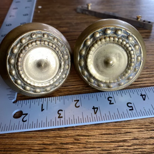 Antique Vintage Corbin Como (copy?) Solid cast Brass Door Knobs 2 1/8"