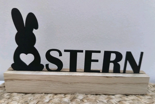 Ostern Schriftzug Aus Holz – 'Easter Hello Spring' Deko, 28x18 Cm, Für Wand Oder Tür