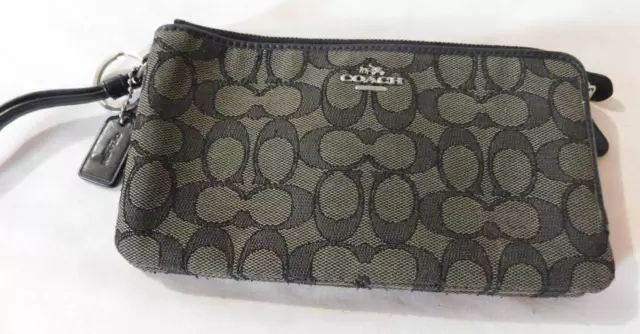 Coach Black Signature Large Clutch Wristlet