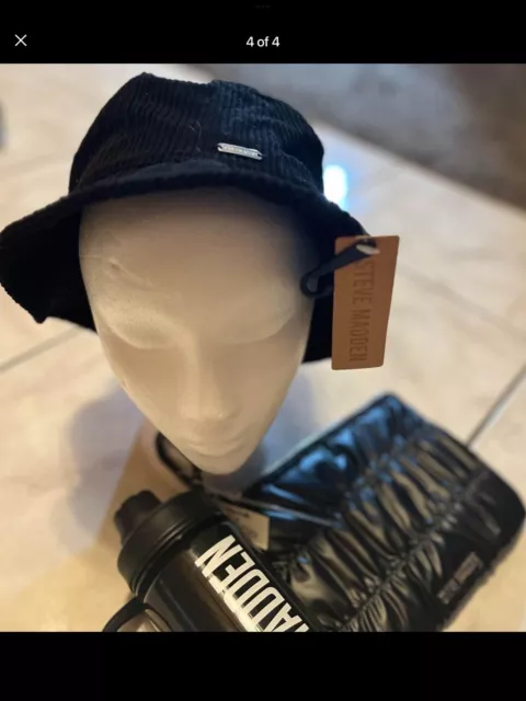 Steve Madden Ensemble Bucket Hat, Puffy Wristlet Bag, Water Bottle 2