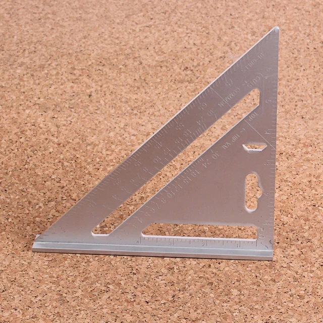 Regla triangular aleación de aluminio transportador cuadrado el marco plateado