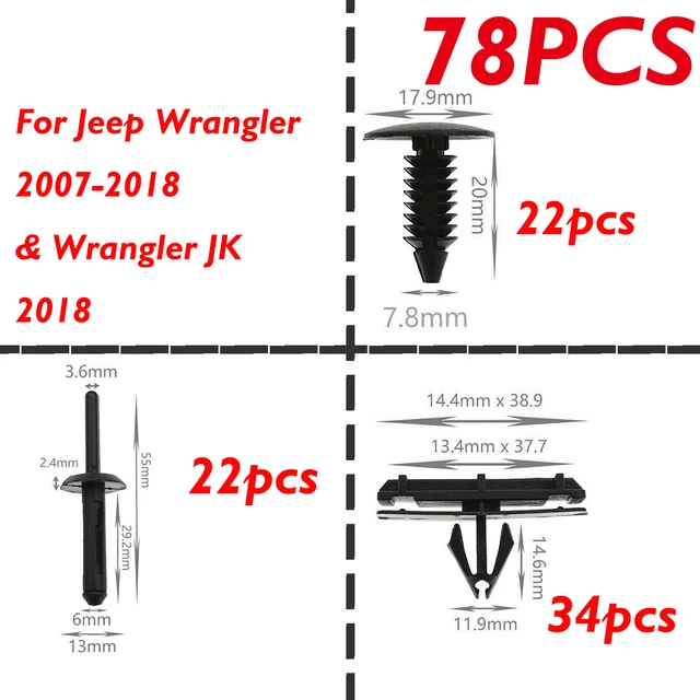 FULL FENDER FLARE Hardware Clip Mounting Kit For 20072017 Wrangler JK