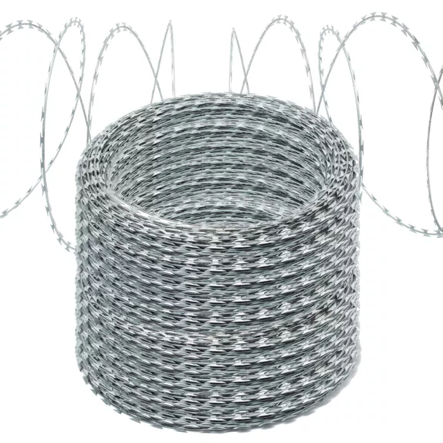 TECSPACE 3 Sizes Razor Barbed Wire for Fence, Farm, Garden, Home