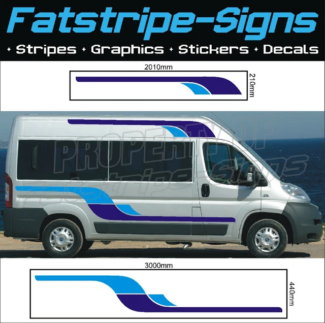3m Motorhome Graphics Stripes – Camper Van Decals For Fiat, Peugeot Relay, UK Made