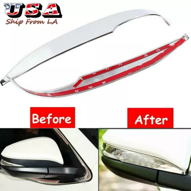 2Pcs Glossy ABS Chrome Rearview Mirror Side Cover Trim For Toyota RAV4 2014-2018