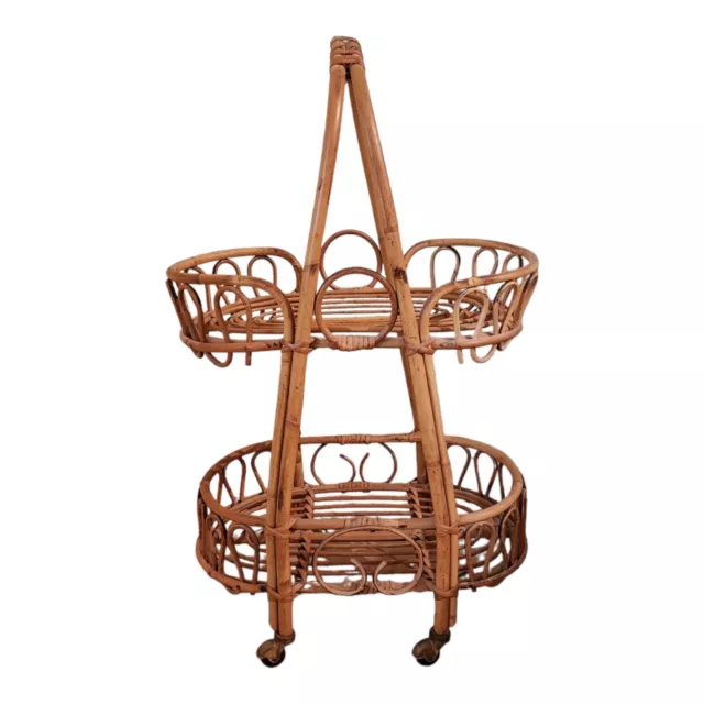 Vintage Mid Century MCM Rosenthal Netter Italian Rattan Bamboo Bar Cart Vintage Mid Century MCM Rosenthal Netter Italian Rattan Bamboo Bar Cart