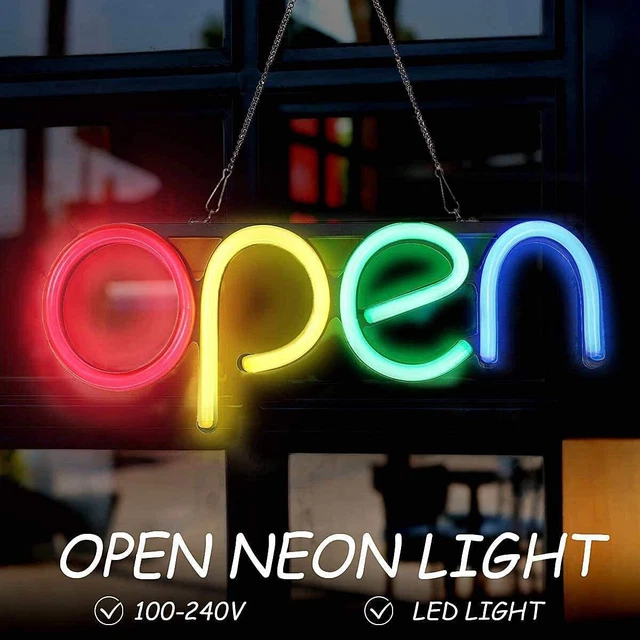 Vevendo LED Leucht-Schild OPEN Leuchtreklae Geöffnet/open - Werbung, Anniierte Reklae