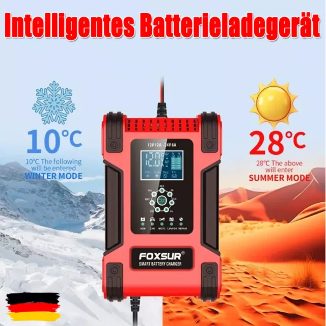 12V 24V Intelligente KFZ Auto Batterie Ladegerät Impuls Reparatur Akku Tragbar