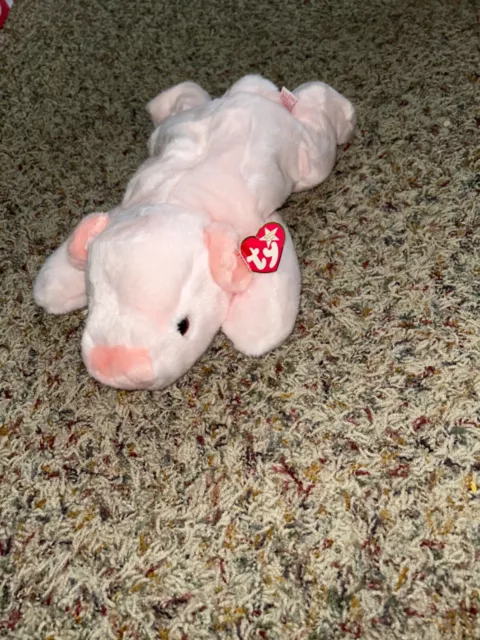 Ty Beanie Buddy Plush SQUEALER 13” 1998 Squealer The Pig Baby Pink Silky Soft