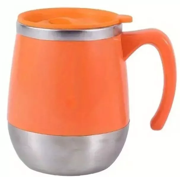 Kaffeetasse,Kaffeebecher vakuumisolierte Tasse mit Deckel Orange