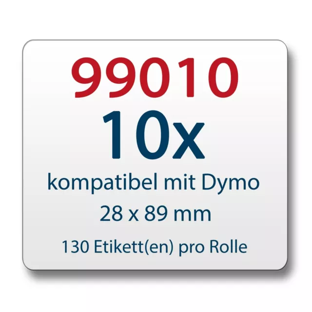 10x Label kompat. zu Dymo 99010 28 x 89 mm 130 Label Etiketten pro Rolle 2