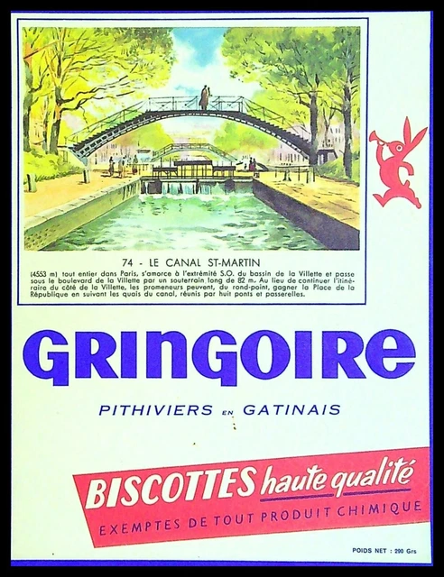Buvard advertising, GRINGOIRE biscuits - Le Canal St-Martin