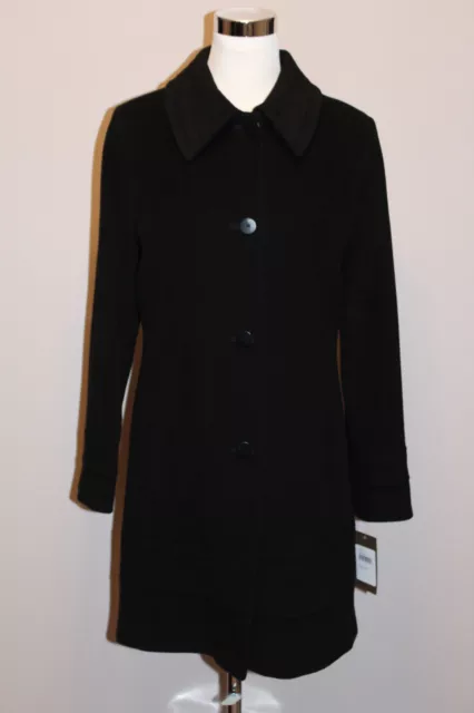 $1049 NWT FLEURETTE STUDIO Wool/ Cashmere Black Coat sz 12