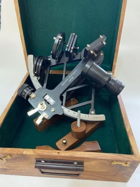 Nautical 9" Solid Aluminium Working Navigational Tamaya Sextant With Wooden Box