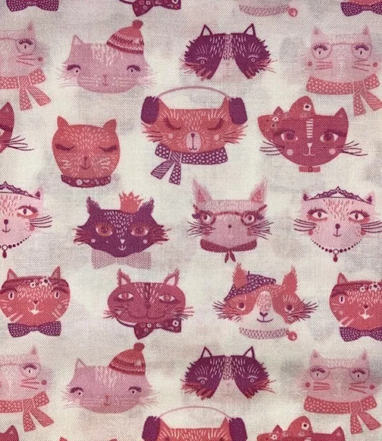 Fat Quarter Laura Ashley The Girls Collection volti di gatto rosa 100% tessuto cotone