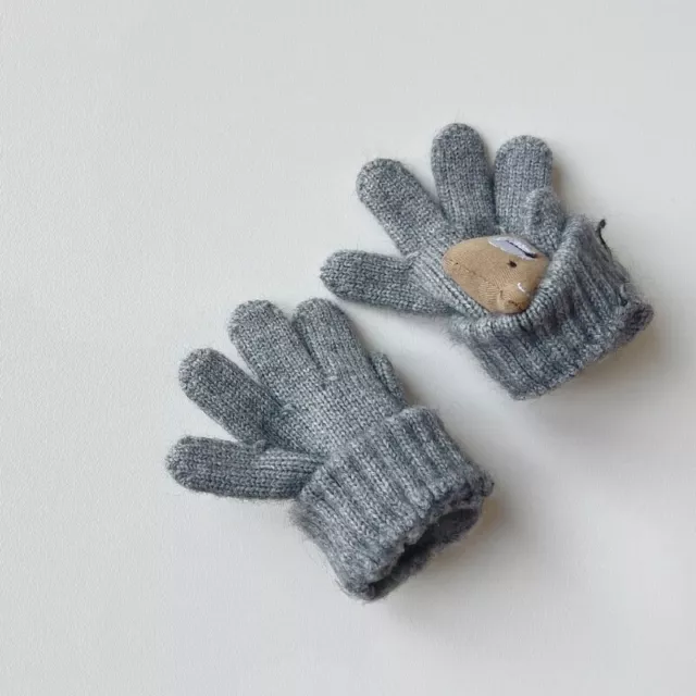 Cute Cartoon Bear Kids Finger Knitted Gloves Winter Warmth Gloves Kids Gift