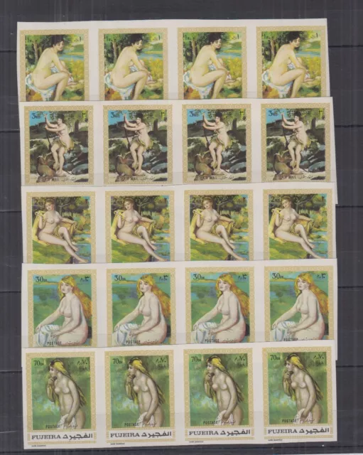 R615. 4x Fujeira - MNH - Art - Paintings - Nude - Imperf.