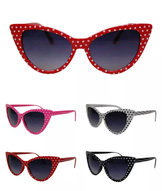 Retro Women's Fashion  Vintage Style Polka Dot Cat Eye Sunglasses  50s/60s  UK