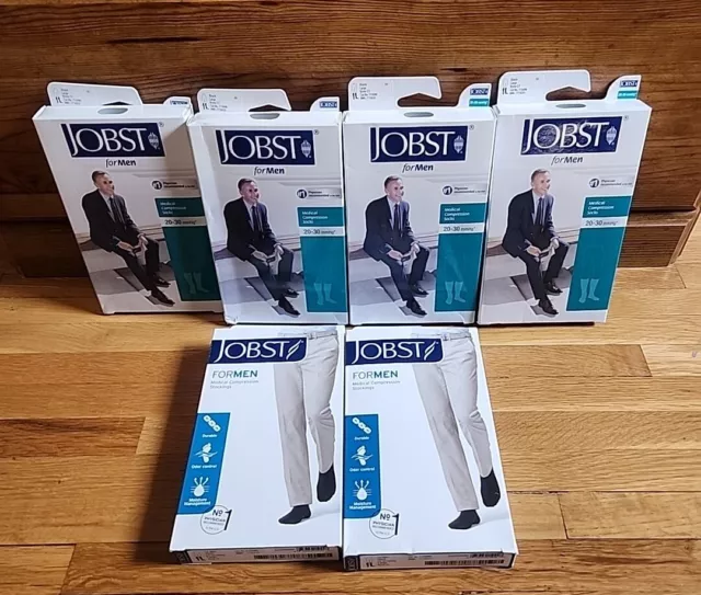 (Lot of 6) Jobst Mens Medical Support Socks 20-30mmHg Knee High, Black, Large