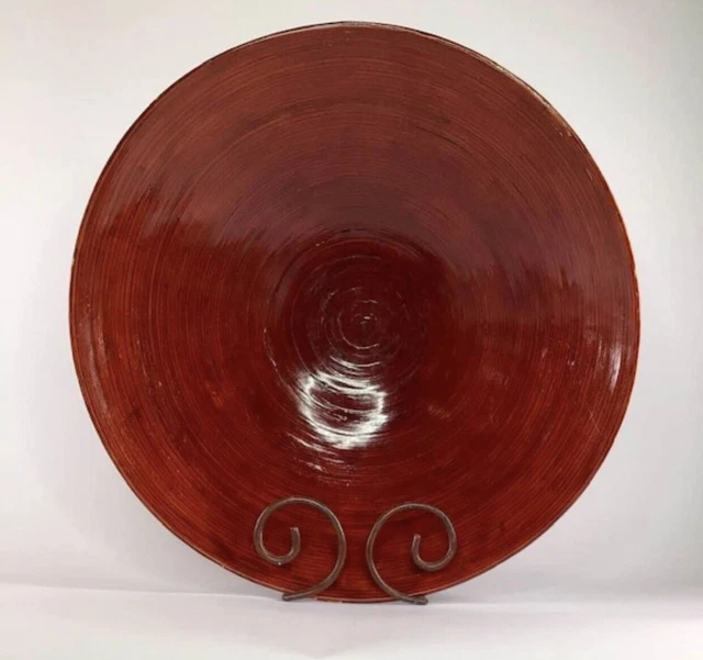 Vintage Oggetti Lacquered Bowl Bamboo Wood Decorative