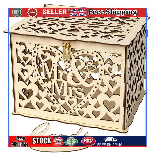 Creative DIY Wooden Hollow Gift Cards Box Container Wedding Decor (JM01191)
