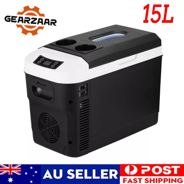 15L Centre Console Fridge Freezer Portable Travel Camping Car Cooler 4WD