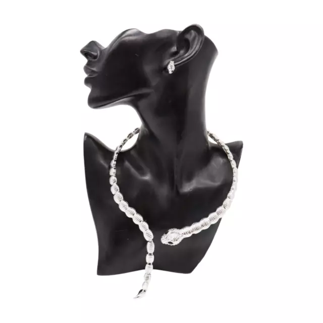 Women Silver Color Metal Wrap Around Cobra Snake Short Necklace Fashion Jewelry