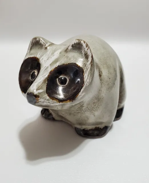 Vintage Pigeon Forge Pottery TN, Large Clay Raccoon Figurine Signed D. Ferguson