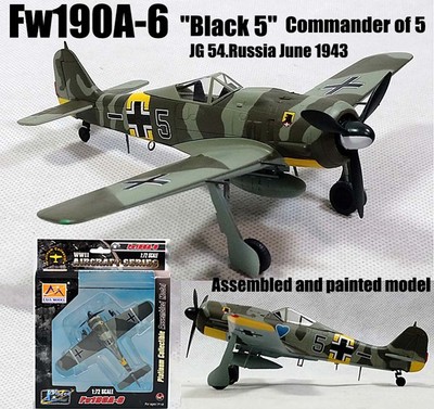 WWII Fw 190 Shrike black 5 commander German plane 1/72 no diecast Easy model