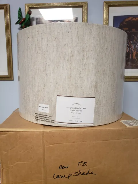 Pottery Barn straight sided Medium Linen Drum Shade Flax