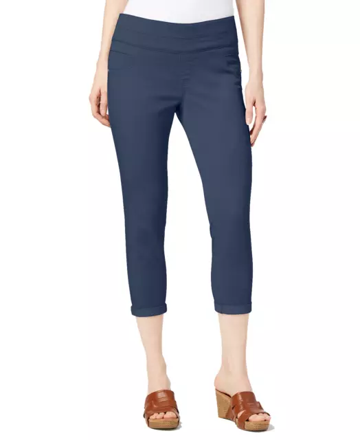 Style & Co Womens Petite Pull-On Capri Pants (Petite, New Uniform Blue)