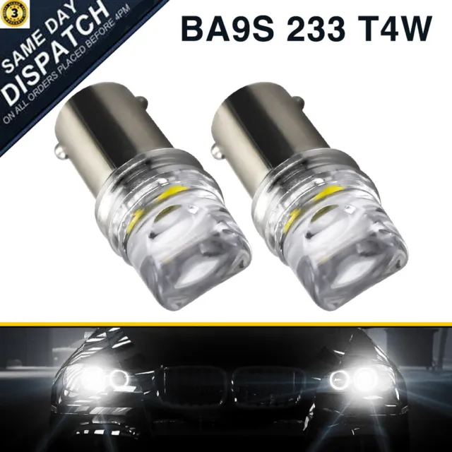 UK 12V BA9S 233 T4W Led Smd Xenon White Side Light Bulbs Lamps Canbus No Error
