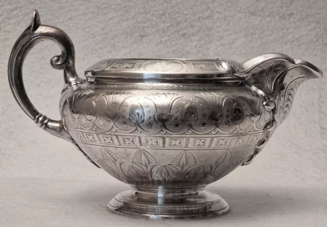 Outstanding and heavy solid silver milk or cream jug bowl by Robert Garrard, Lon