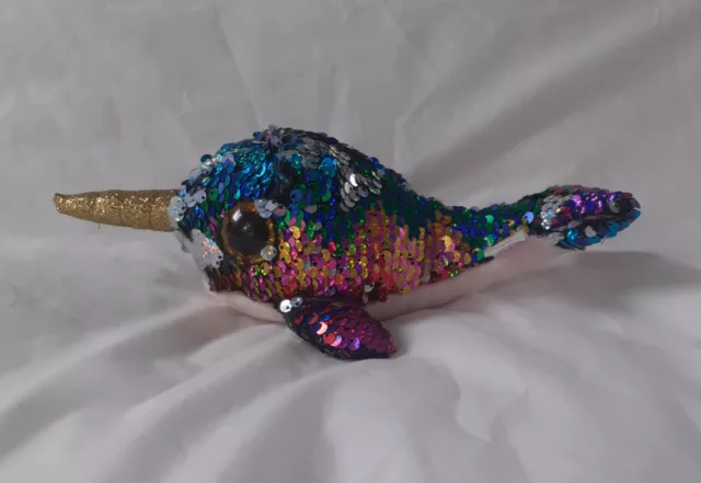 Ty Beanie Boo - Calypso the Narwhal - Multicoloured - Sequins - 23cm/ 9"