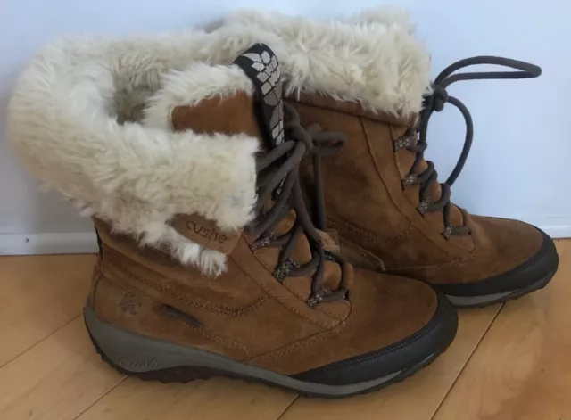 Cushe  Womens Tan Suede Allpine Cone Mid Calf Boots Faux Fur Lined 5