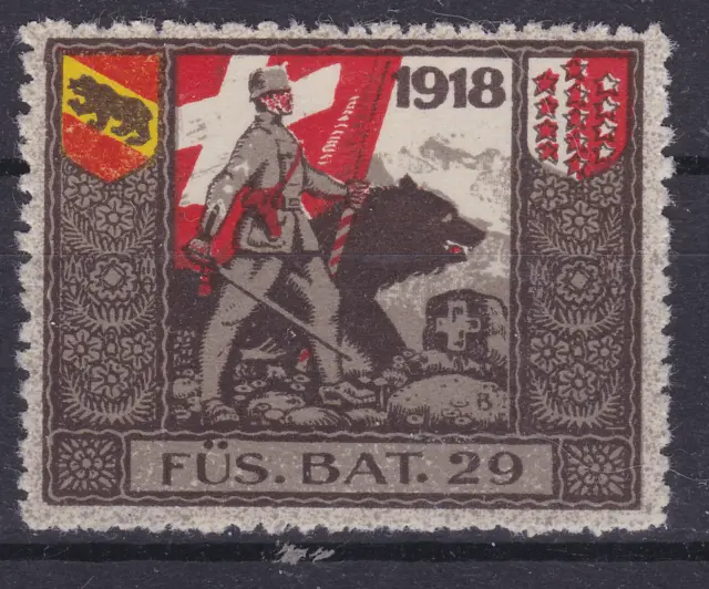 Schweiz. Soldatenmarken.1918. Infanterie-Bataillon 29, gesprenkelt, fast postfr