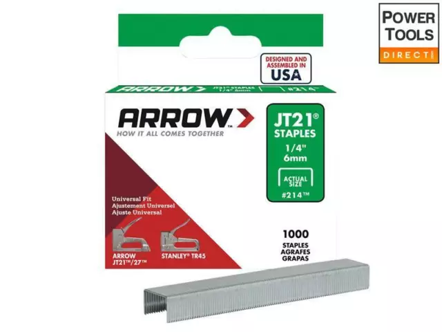 Arrow JT21 T27 Carrelli 6 mm (1/4 pollici) (scatola 1000)