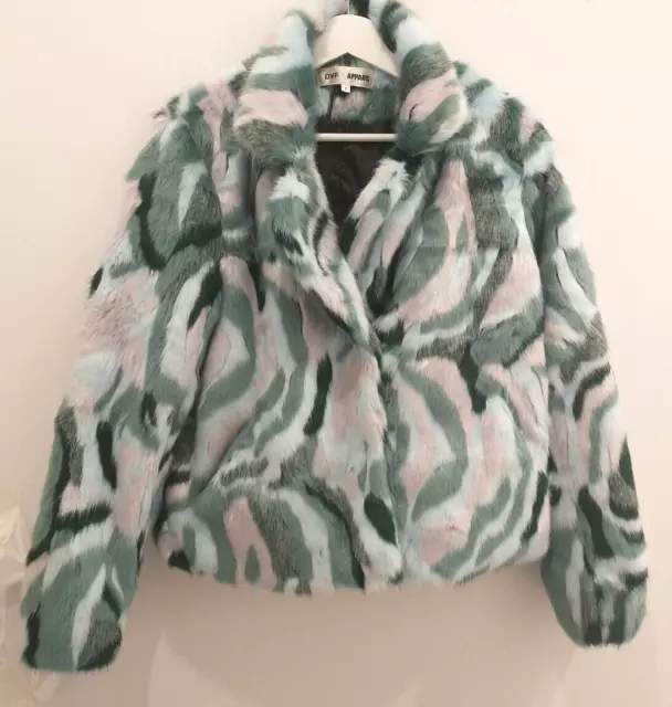 Diane Von Furstenberg DVF x Apparis Faux Fur Midi Coat Jacket - Size S
