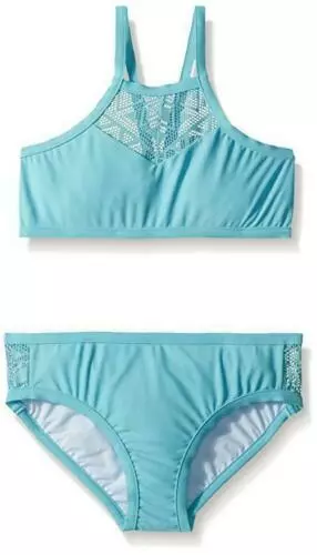 NWT Seafolly Kids Summer Essential Apron Tankini Set Girl's 16 Aqua Sky   #10880