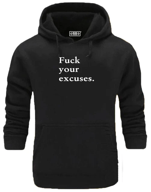 F**k Your Excuses Hoodie Gym Clothing Bodybuilding Training Workout Exercise Top
