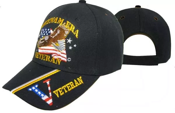 (3 Pk) Vietnam Veteran Patriotic Eagle USA V Freedom eagle Baseball Cap Hat TOPW