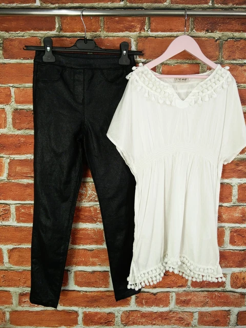Girls Bundle Age 9-10 Years 100% Next Glitter Trousers Top T-Shirt Blouse 140Cm