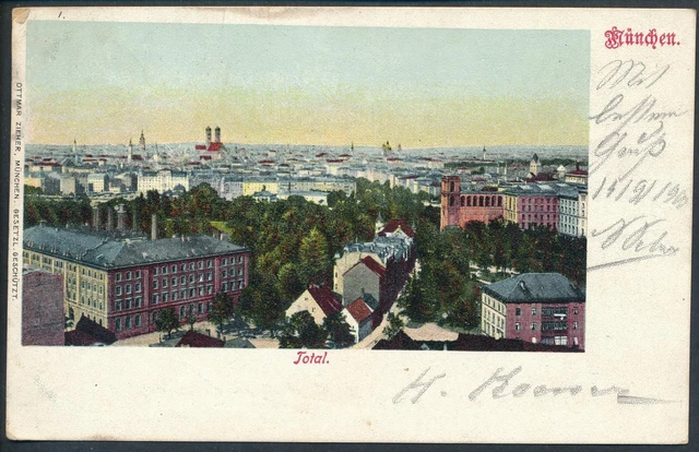 AK Munchen Total Panorama Frauenkirche St Lindau 1900