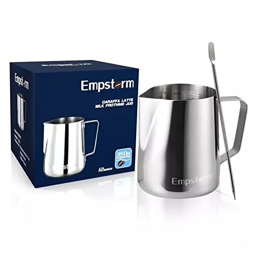 Milk Frothing Pitcher 12oz Milk Frother Steaming Pitcher Stainless Steel Espr...