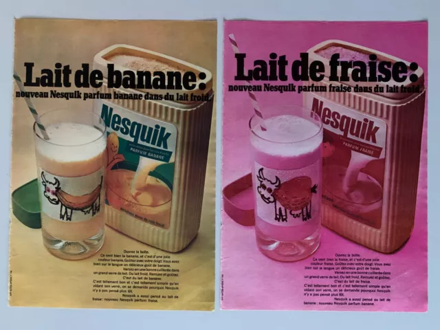 Lot Publicites Annees 70 - Nesquik Parfum Banane - Fraise