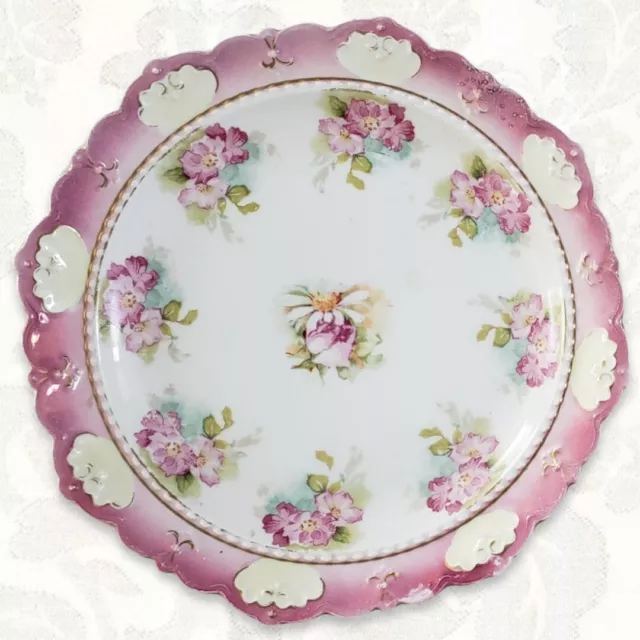 Moritz Zdekauer M Z Austria Pink Roses Design Porcelain Plate 7¾" 1884-1909