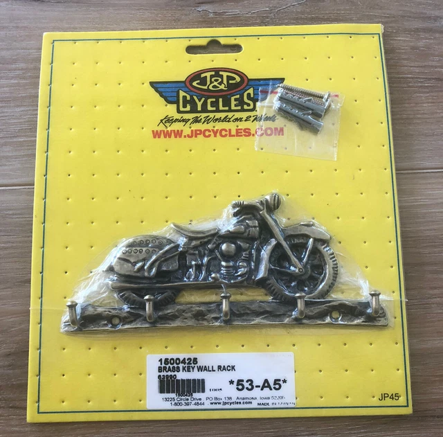 J&P Cycles Motorcycle Brass Key Wall Rack Hanger Rustic Harley I1