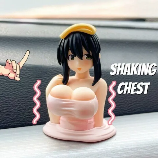 New Shaking Chest Anime Character Girl Car Ornaments Sexy Girl Figure US Seller